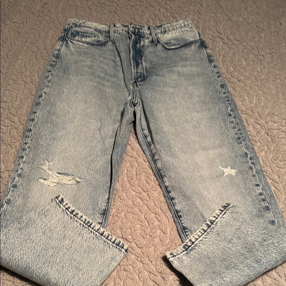 Men's Light Blue Distressed Jeans